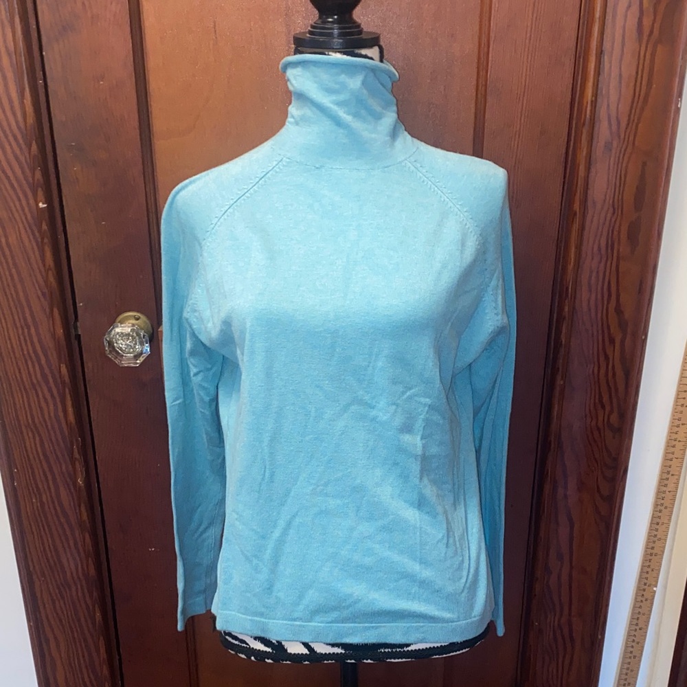 April Cornell Sky Blue Turtleneck Sweater